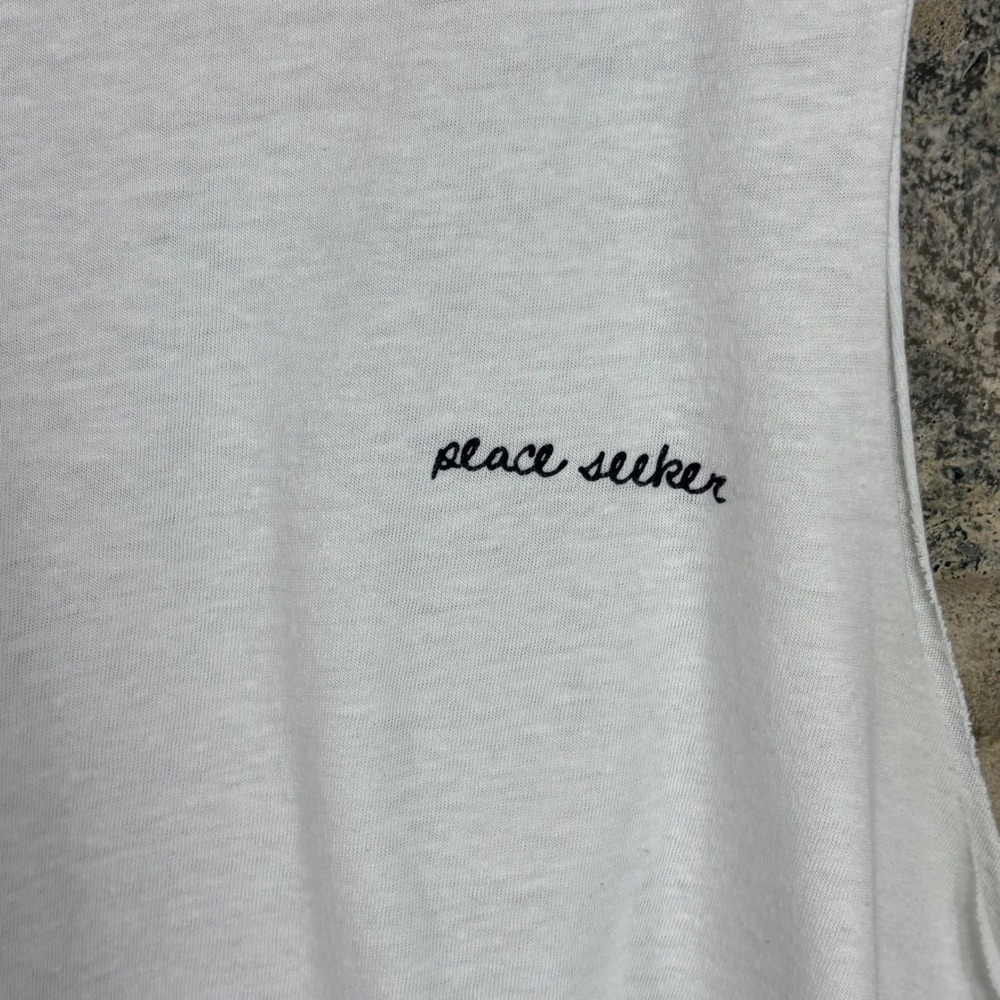 Spiritual Gangster Peace Seeker White Cropped Muscle Tank Top Women's Medium USA - Picture 2 of 8